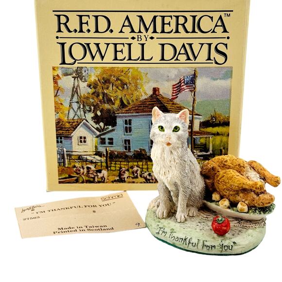 I'm Thankful For You‎ Lowell Davis Schmid RFD America Figurine 27563 Cat Turkey - Picture 1 of 9